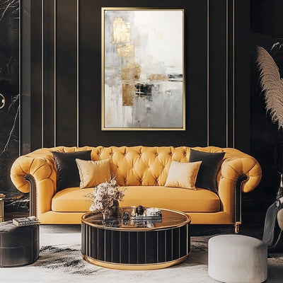 Canvas Wall Art Stretched Over Wooden Frame with Floating Frame and Abstract Painting CV4102 - Al Rugaib Furniture