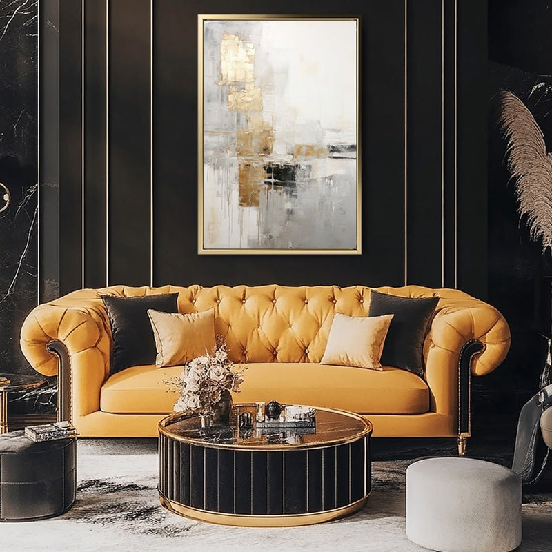 Canvas Wall Art Stretched Over Wooden Frame with Floating Frame and Abstract Painting CV4102 - Al Rugaib Furniture