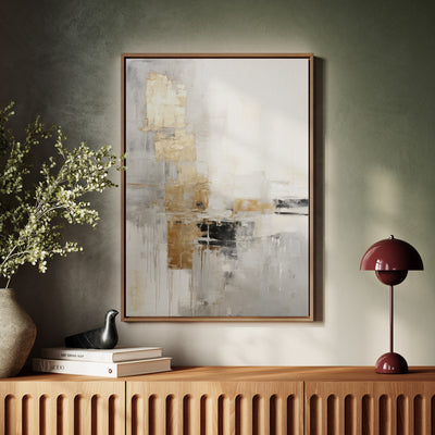 Canvas Wall Art Stretched Over Wooden Frame with Floating Frame and Abstract Painting CV4102 - Al Rugaib Furniture