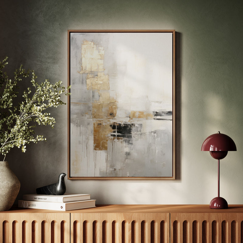 Canvas Wall Art Stretched Over Wooden Frame with Floating Frame and Abstract Painting CV4102 - Al Rugaib Furniture