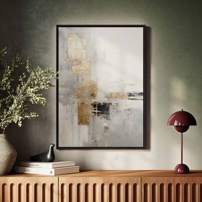 Canvas Wall Art Stretched Over Wooden Frame with Floating Frame and Abstract Painting CV4102 - Al Rugaib Furniture