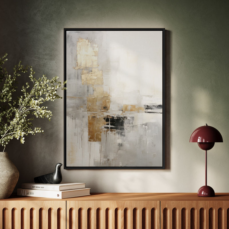 Canvas Wall Art Stretched Over Wooden Frame with Floating Frame and Abstract Painting CV4102 - Al Rugaib Furniture