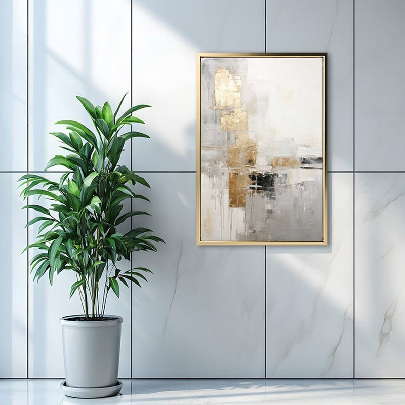Canvas Wall Art Stretched Over Wooden Frame with Floating Frame and Abstract Painting CV4102 - Al Rugaib Furniture