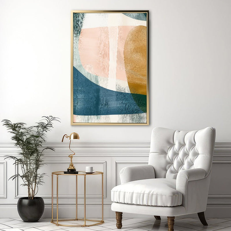 Canvas Wall Art Stretched Over Wooden Frame with Floating Frame and Abstract Painting CV4103 - Al Rugaib Furniture