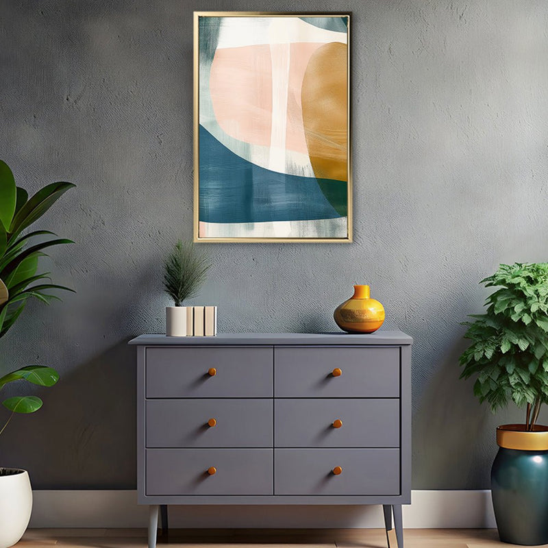 Canvas Wall Art Stretched Over Wooden Frame with Floating Frame and Abstract Painting CV4103 - Al Rugaib Furniture