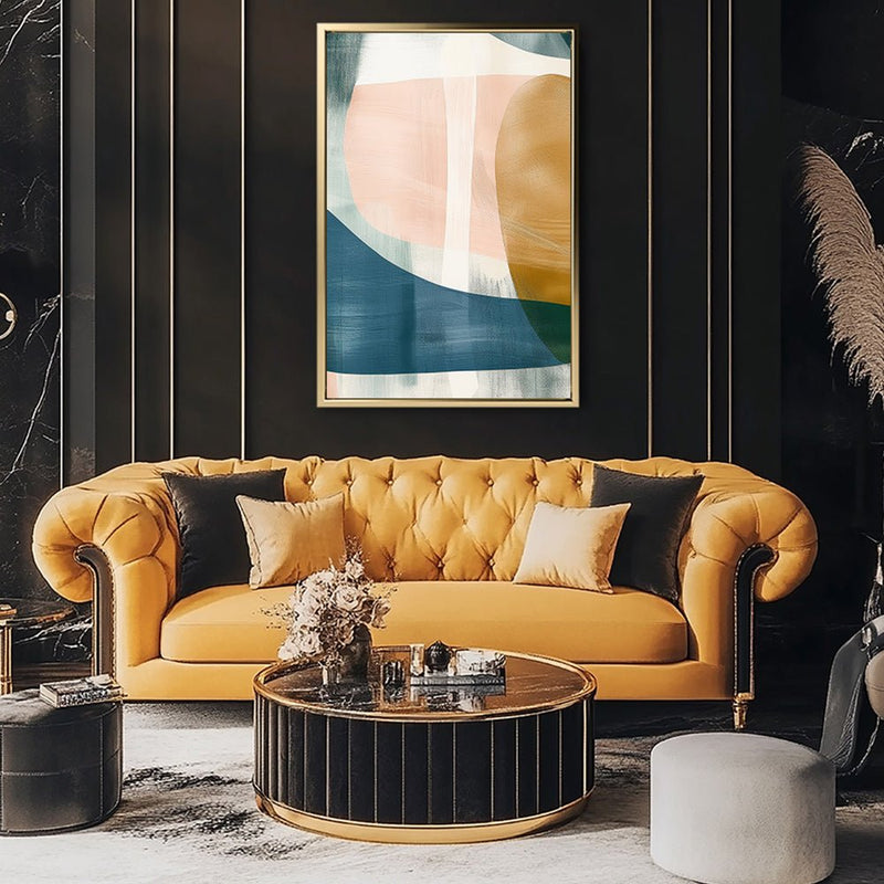 Canvas Wall Art Stretched Over Wooden Frame with Floating Frame and Abstract Painting CV4103 - Al Rugaib Furniture