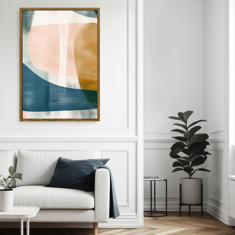 Canvas Wall Art Stretched Over Wooden Frame with Floating Frame and Abstract Painting CV4103 - Al Rugaib Furniture