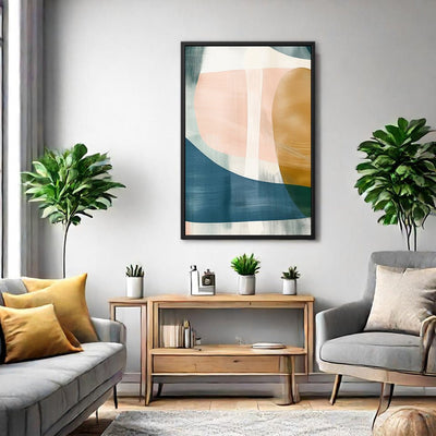 Canvas Wall Art Stretched Over Wooden Frame with Floating Frame and Abstract Painting CV4103 - Al Rugaib Furniture