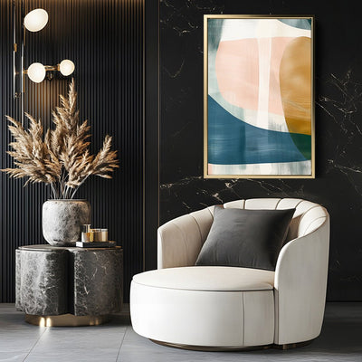 Canvas Wall Art Stretched Over Wooden Frame with Floating Frame and Abstract Painting CV4103 - Al Rugaib Furniture