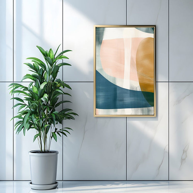 Canvas Wall Art Stretched Over Wooden Frame with Floating Frame and Abstract Painting CV4103 - Al Rugaib Furniture