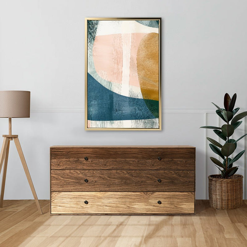 Canvas Wall Art Stretched Over Wooden Frame with Floating Frame and Abstract Painting CV4103 - Al Rugaib Furniture