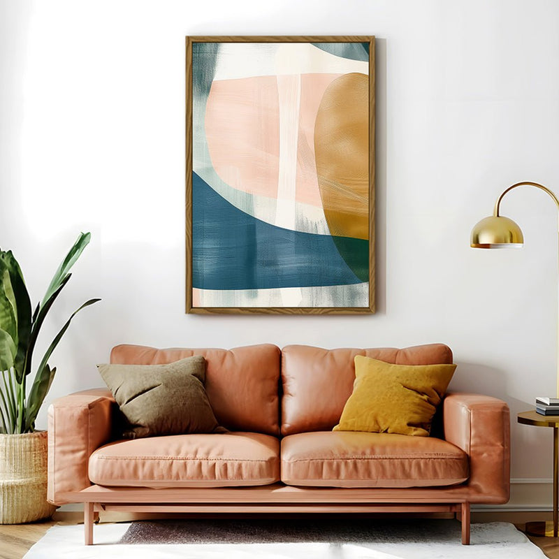 Canvas Wall Art Stretched Over Wooden Frame with Floating Frame and Abstract Painting CV4103 - Al Rugaib Furniture