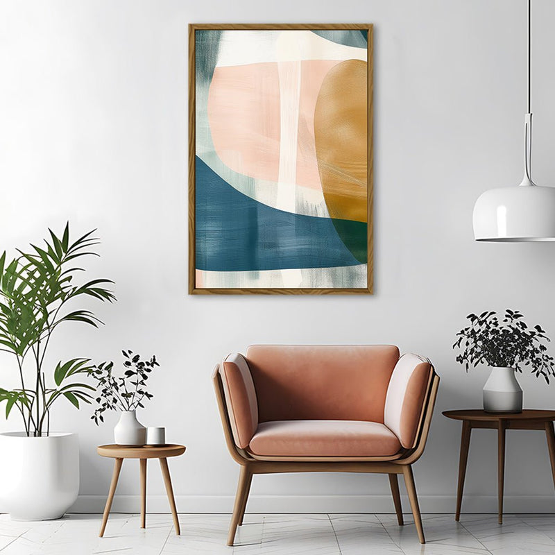 Canvas Wall Art Stretched Over Wooden Frame with Floating Frame and Abstract Painting CV4103 - Al Rugaib Furniture