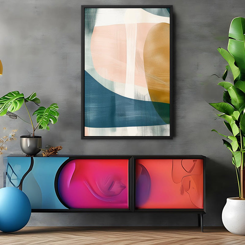 Canvas Wall Art Stretched Over Wooden Frame with Floating Frame and Abstract Painting CV4103 - Al Rugaib Furniture