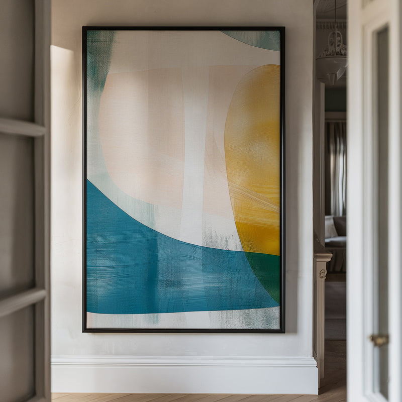 Canvas Wall Art Stretched Over Wooden Frame with Floating Frame and Abstract Painting CV4103 - Al Rugaib Furniture