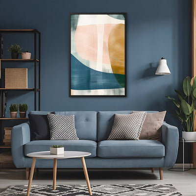 Canvas Wall Art Stretched Over Wooden Frame with Floating Frame and Abstract Painting CV4103 - Al Rugaib Furniture