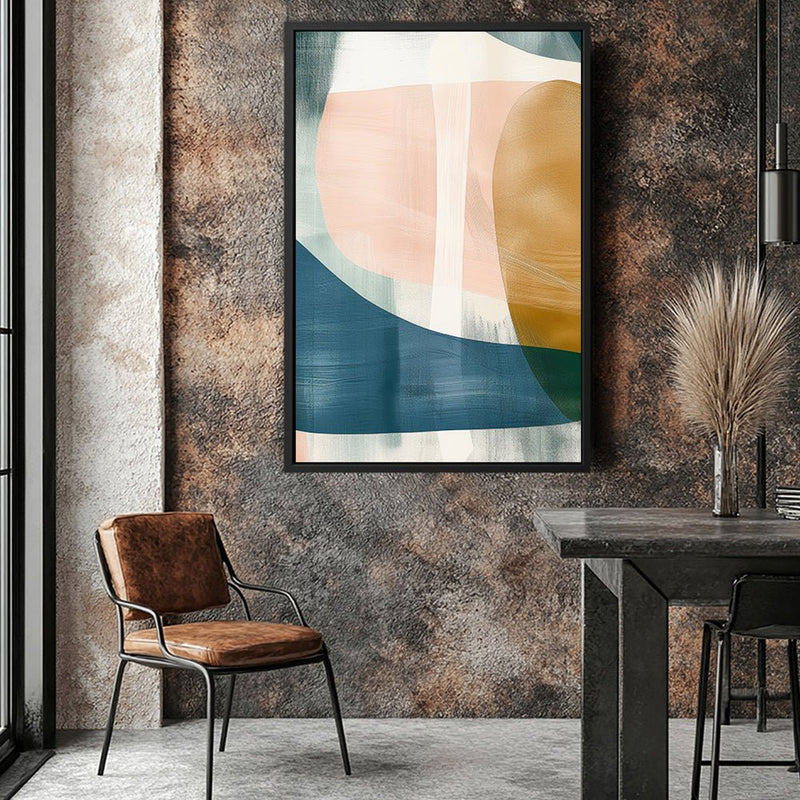 Canvas Wall Art Stretched Over Wooden Frame with Floating Frame and Abstract Painting CV4103 - Al Rugaib Furniture