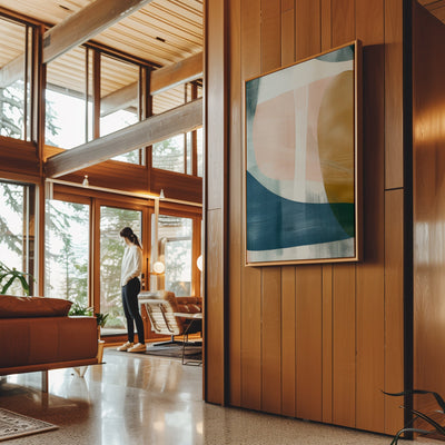 Canvas Wall Art Stretched Over Wooden Frame with Floating Frame and Abstract Painting CV4103 - Al Rugaib Furniture