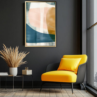 Canvas Wall Art Stretched Over Wooden Frame with Floating Frame and Abstract Painting CV4103 - Al Rugaib Furniture