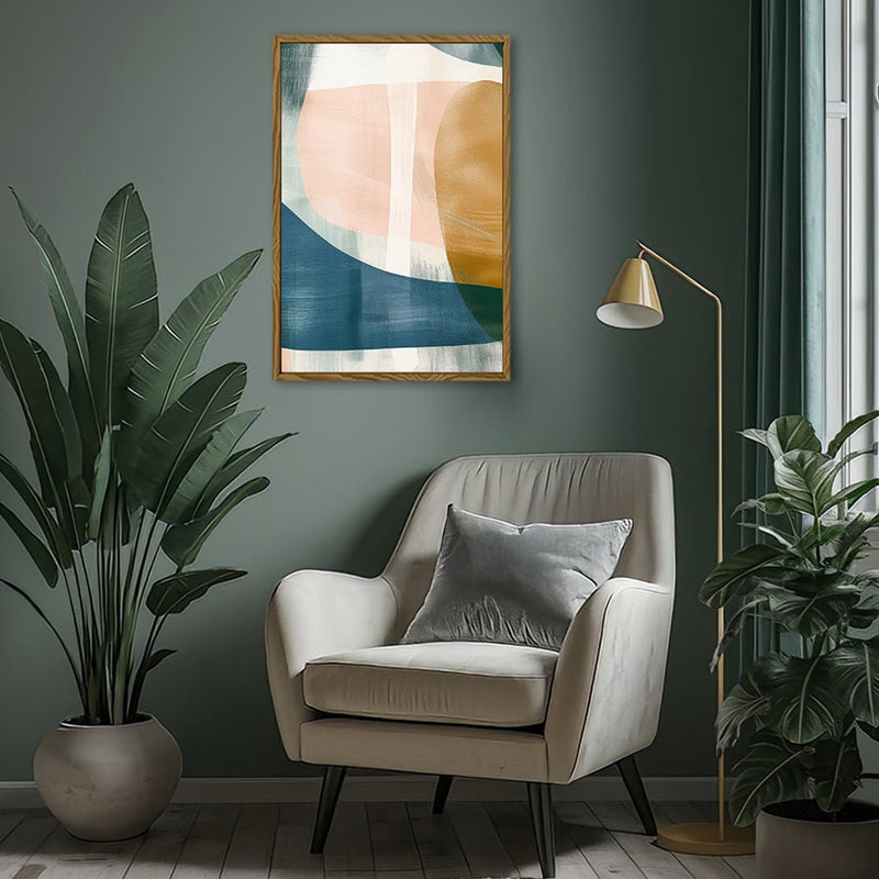 Canvas Wall Art Stretched Over Wooden Frame with Floating Frame and Abstract Painting CV4103 - Al Rugaib Furniture