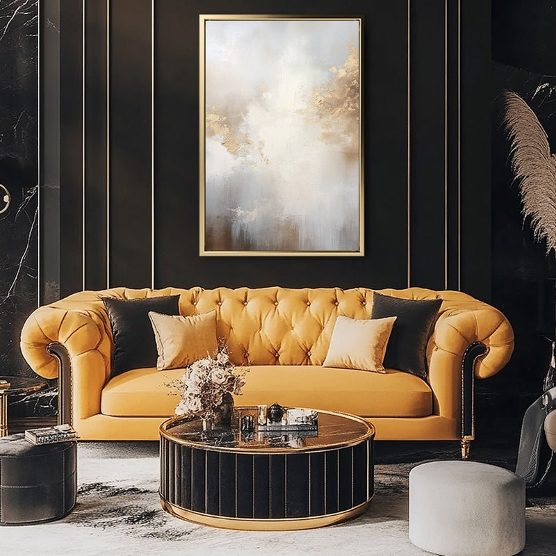 Canvas Wall Art Stretched Over Wooden Frame with Floating Frame and Abstract Painting CV4104 - Al Rugaib Furniture