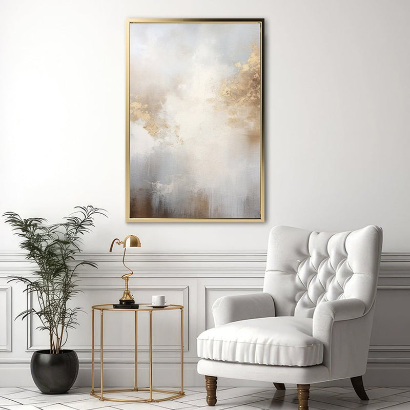 Canvas Wall Art Stretched Over Wooden Frame with Floating Frame and Abstract Painting CV4104 - Al Rugaib Furniture