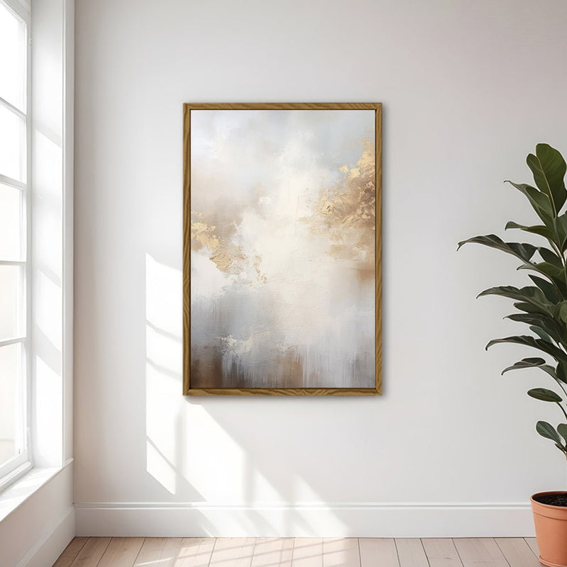 Canvas Wall Art Stretched Over Wooden Frame with Floating Frame and Abstract Painting CV4104 - Al Rugaib Furniture