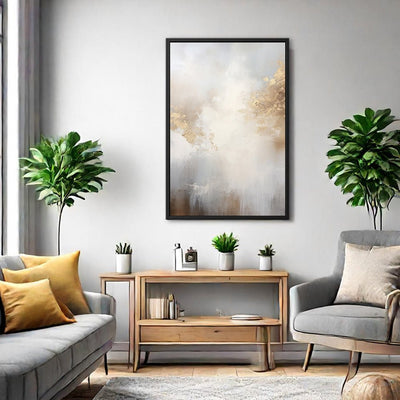 Canvas Wall Art Stretched Over Wooden Frame with Floating Frame and Abstract Painting CV4104 - Al Rugaib Furniture