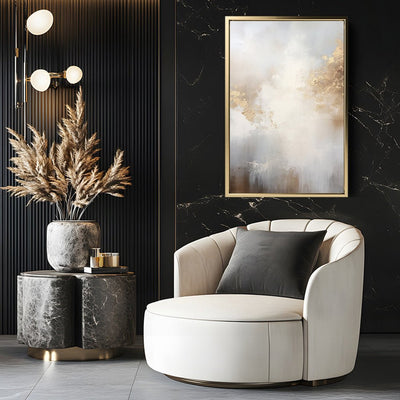 Canvas Wall Art Stretched Over Wooden Frame with Floating Frame and Abstract Painting CV4104 - Al Rugaib Furniture