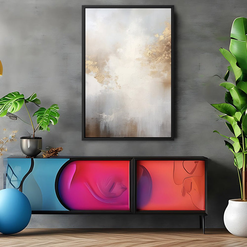 Canvas Wall Art Stretched Over Wooden Frame with Floating Frame and Abstract Painting CV4104 - Al Rugaib Furniture