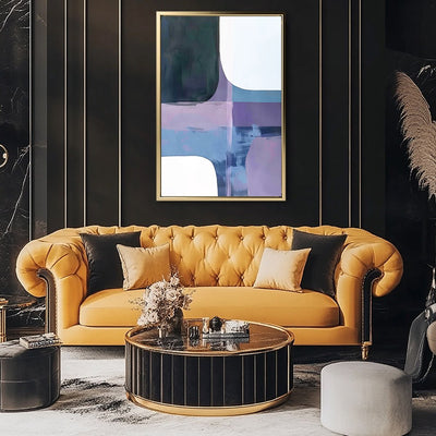 Canvas Wall Art Stretched Over Wooden Frame with Floating Frame and Abstract Painting CV4105 - Al Rugaib Furniture