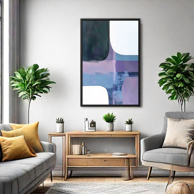 Canvas Wall Art Stretched Over Wooden Frame with Floating Frame and Abstract Painting CV4105 - Al Rugaib Furniture