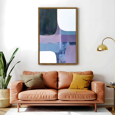 Canvas Wall Art Stretched Over Wooden Frame with Floating Frame and Abstract Painting CV4105 - Al Rugaib Furniture