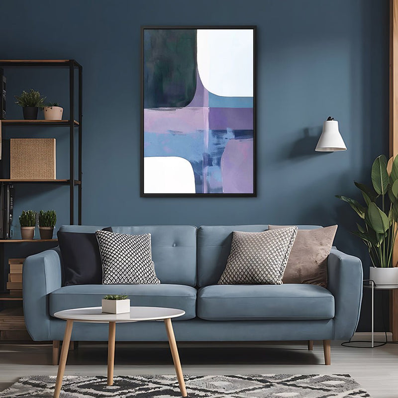 Canvas Wall Art Stretched Over Wooden Frame with Floating Frame and Abstract Painting CV4105 - Al Rugaib Furniture