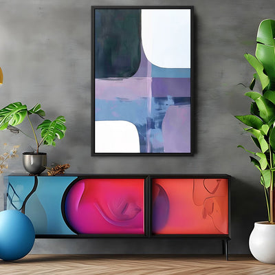Canvas Wall Art Stretched Over Wooden Frame with Floating Frame and Abstract Painting CV4105 - Al Rugaib Furniture