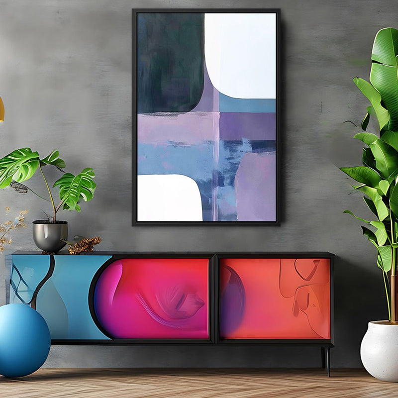 Canvas Wall Art Stretched Over Wooden Frame with Floating Frame and Abstract Painting CV4105 - Al Rugaib Furniture