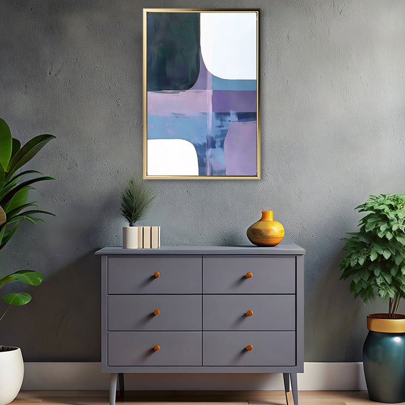 Canvas Wall Art Stretched Over Wooden Frame with Floating Frame and Abstract Painting CV4105 - Al Rugaib Furniture