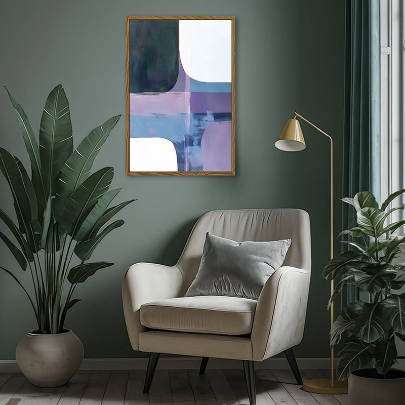 Canvas Wall Art Stretched Over Wooden Frame with Floating Frame and Abstract Painting CV4105 - Al Rugaib Furniture