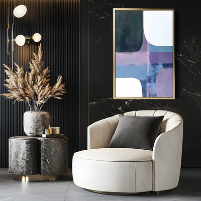 Canvas Wall Art Stretched Over Wooden Frame with Floating Frame and Abstract Painting CV4105 - Al Rugaib Furniture