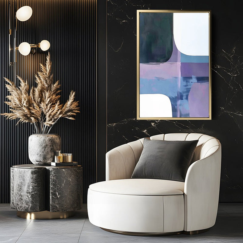 Canvas Wall Art Stretched Over Wooden Frame with Floating Frame and Abstract Painting CV4105 - Al Rugaib Furniture