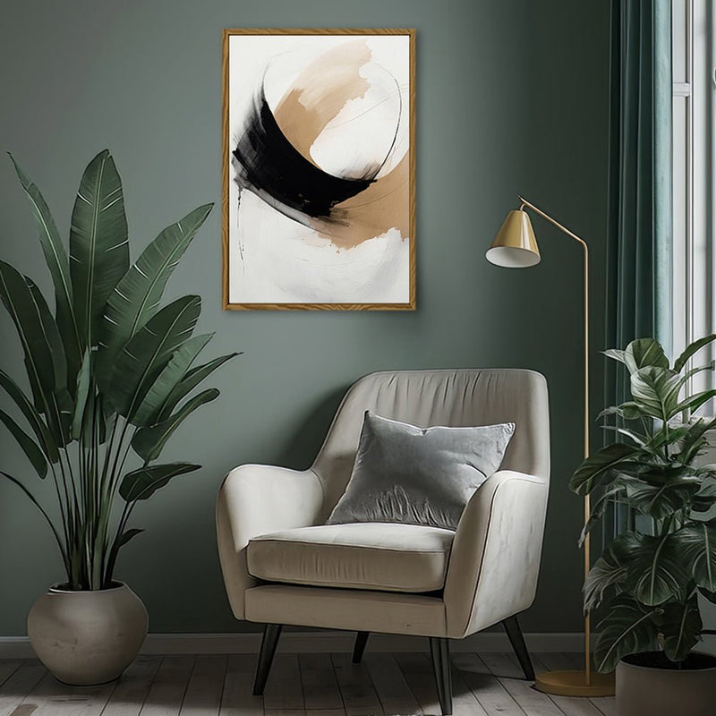 Canvas Wall Art Stretched Over Wooden Frame with Floating Frame and Abstract Painting CV4106 - Al Rugaib Furniture