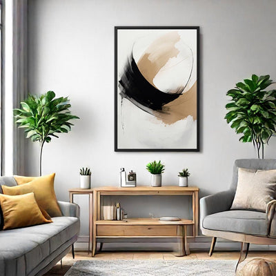 Canvas Wall Art Stretched Over Wooden Frame with Floating Frame and Abstract Painting CV4106 - Al Rugaib Furniture