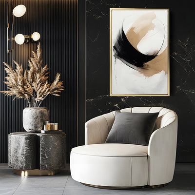 Canvas Wall Art Stretched Over Wooden Frame with Floating Frame and Abstract Painting CV4106 - Al Rugaib Furniture