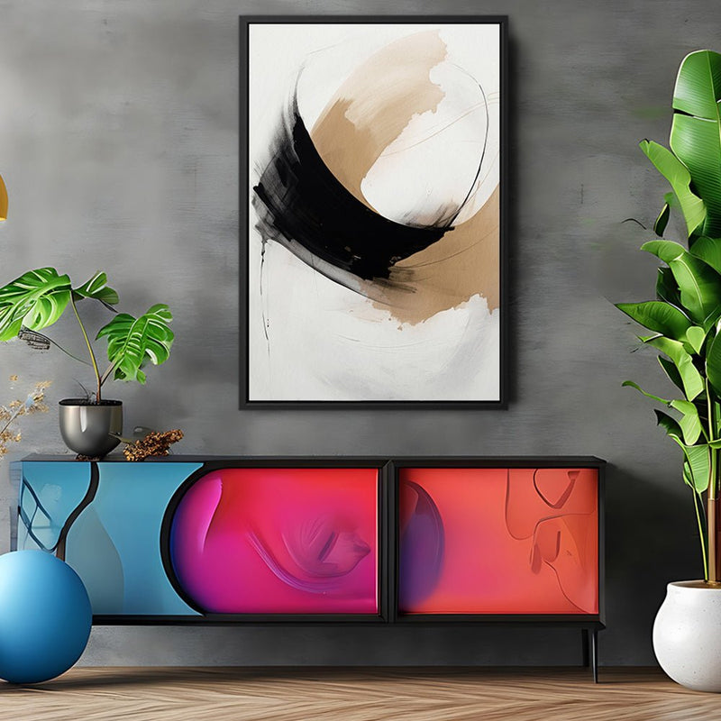 Canvas Wall Art Stretched Over Wooden Frame with Floating Frame and Abstract Painting CV4106 - Al Rugaib Furniture