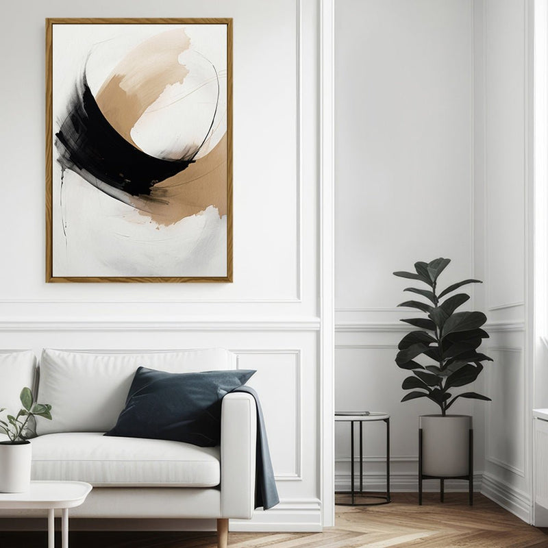 Canvas Wall Art Stretched Over Wooden Frame with Floating Frame and Abstract Painting CV4106 - Al Rugaib Furniture