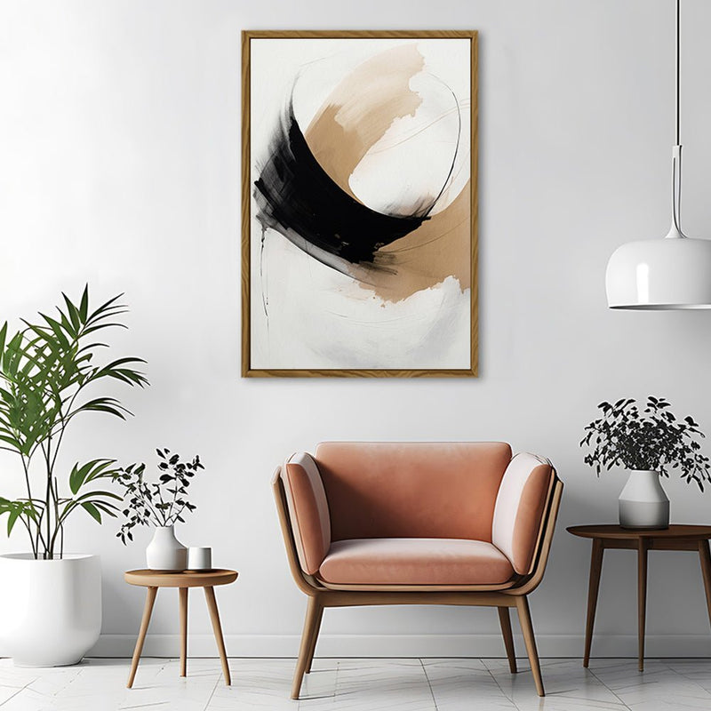 Canvas Wall Art Stretched Over Wooden Frame with Floating Frame and Abstract Painting CV4106 - Al Rugaib Furniture