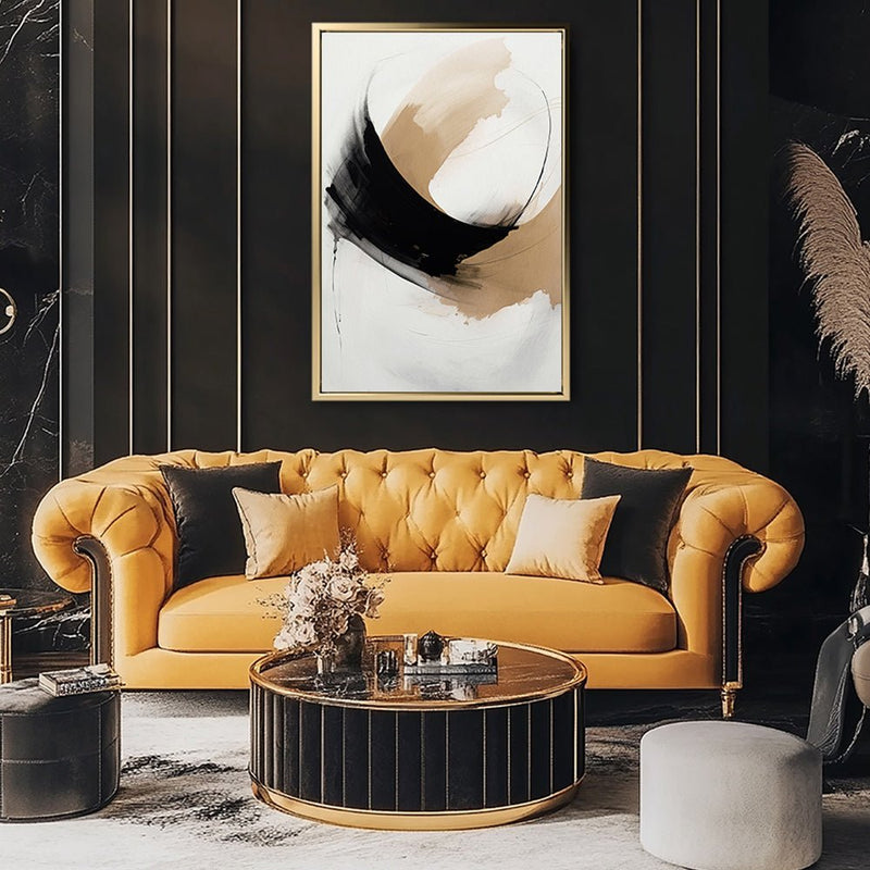 Canvas Wall Art Stretched Over Wooden Frame with Floating Frame and Abstract Painting CV4106 - Al Rugaib Furniture