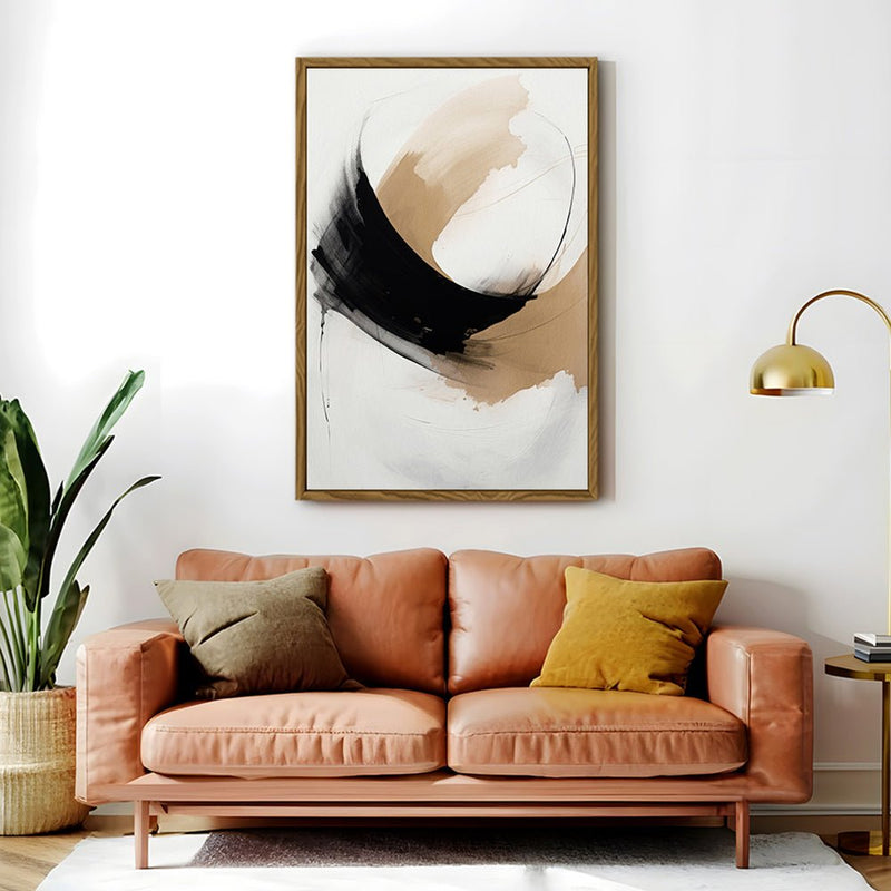 Canvas Wall Art Stretched Over Wooden Frame with Floating Frame and Abstract Painting CV4106 - Al Rugaib Furniture