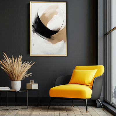 Canvas Wall Art Stretched Over Wooden Frame with Floating Frame and Abstract Painting CV4106 - Al Rugaib Furniture