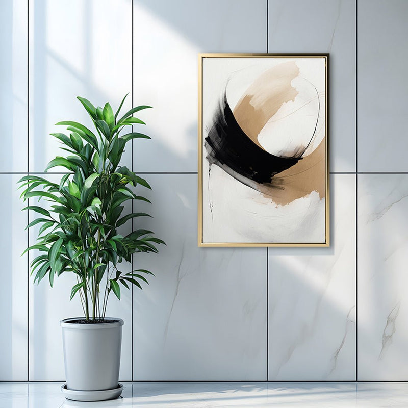 Canvas Wall Art Stretched Over Wooden Frame with Floating Frame and Abstract Painting CV4106 - Al Rugaib Furniture